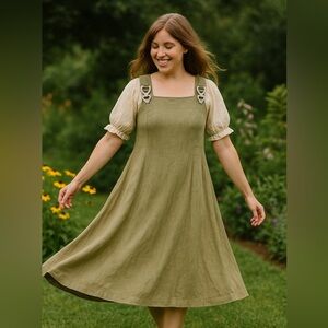 Vintage Mode Aus Salzburg by h. moser Cottagecore Lagenlook Linen Mini Dress